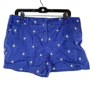British Khaki Starfish Embroidered Bermuda‎ Shorts Navy Womens Size 12 Beachwear